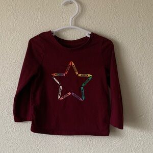 Crayon Star Kids Long Sleeve Shirt - Maroon